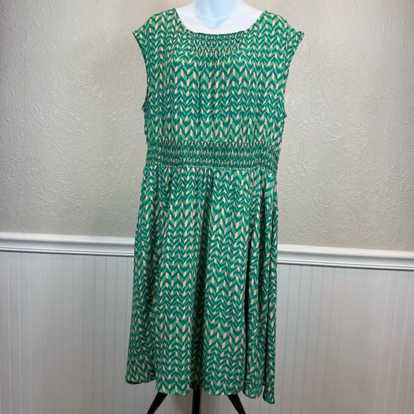 Maeve Dresses & Skirts - Maeve  Anthropology pocket Green and peach Patterned Dress Size L